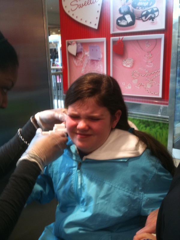 Lily getting her ears pierced